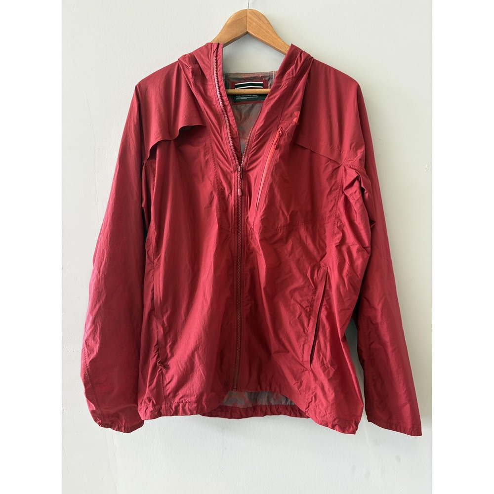 Under Armour Jacket Mens Large Red Pertex Shield Hooded Waterproof Windbreaker